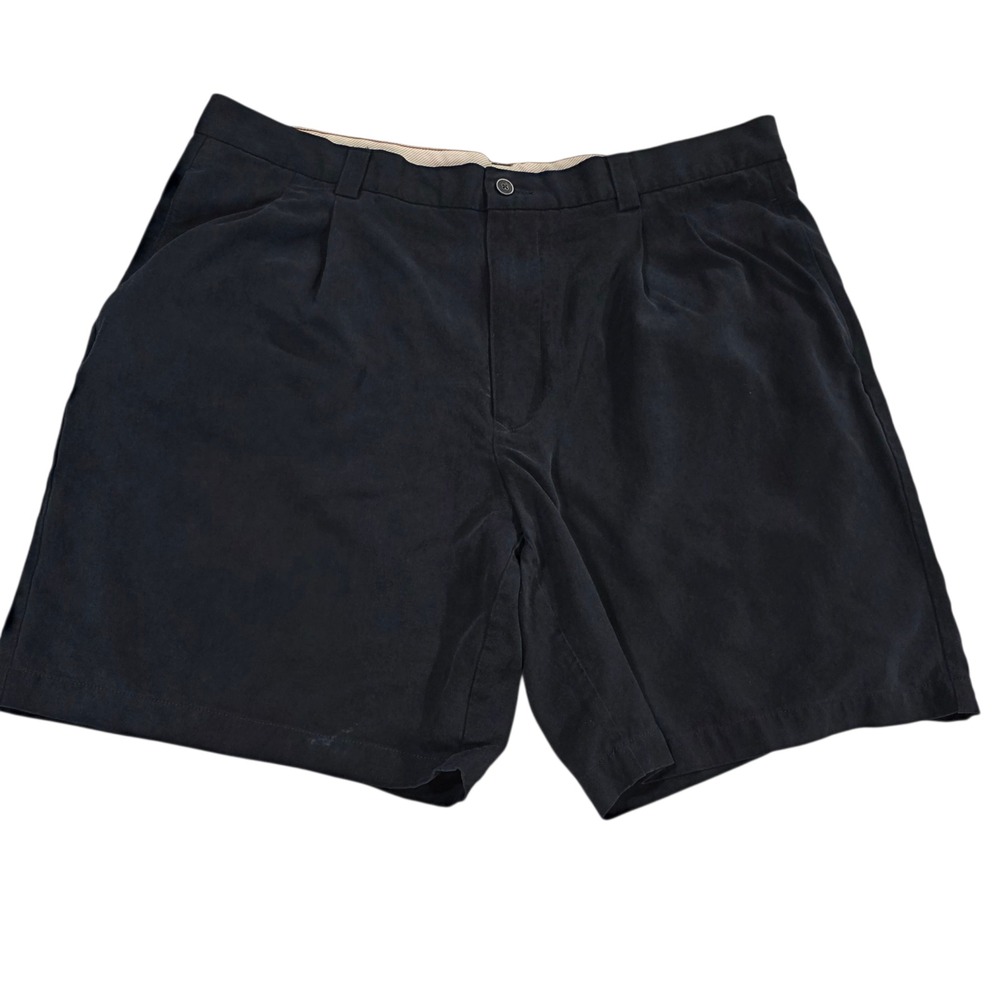 Tommy Bahama Chino Shorts Mens Black‎ 38 Silk Canvas Pleated Front Golf Travel